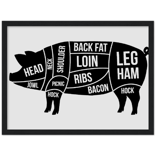 Pig Cuts | poster | mat papier | houten lijst