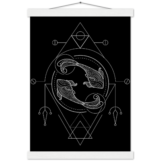 Sterrenbeeld poster PISCES - Vissen | mat papier poster met houten hanger