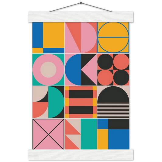 Shapes disco | mat papier poster met houten hanger