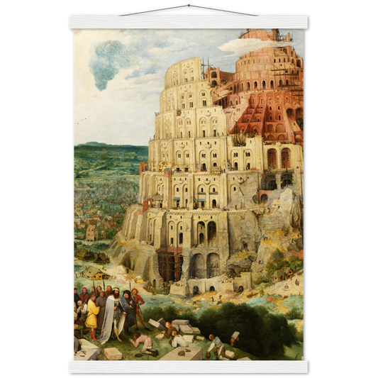 Toren van Babel | mat papier poster met houten hanger