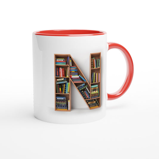 Letter N - Mok met boeken | Meerdere kleuren!