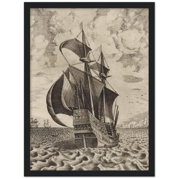 Gewapende vier-master - Frans Huys | poster | mat papier | houten lijst