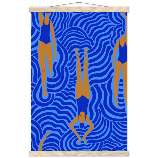 Let's go swimming! | mat papier poster met houten hanger