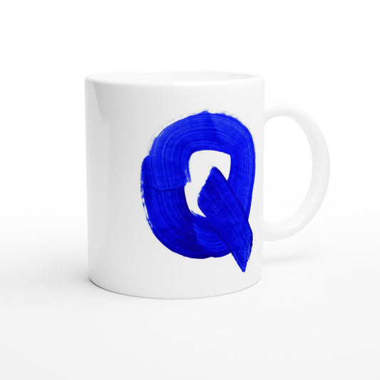 Letter Q - Blue paint Mok - Beker