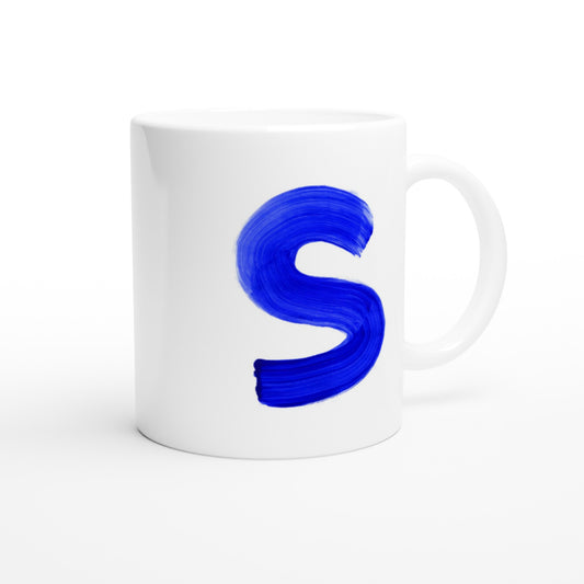 Letter S - Blue paint Mok - Beker