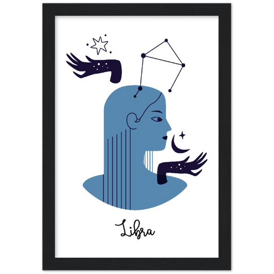 Libra - Weegschaal | Sterrenbeeld poster | mat papier | houten lijst