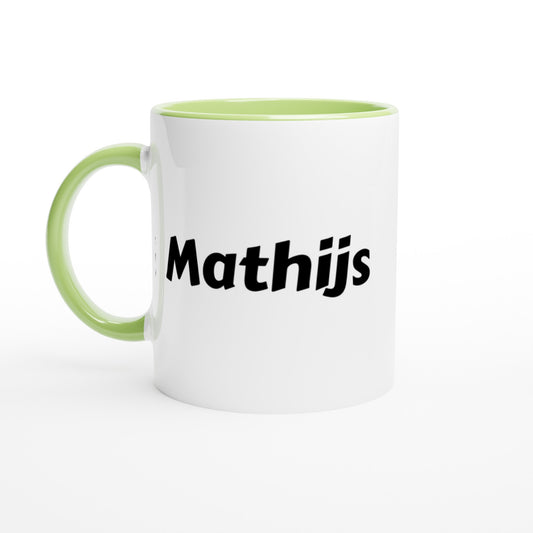 Mathijs voornaam mok - beker - kado collega - verjaardag - persoonlijke naam collega - cadeau beker in verschillende kleuren!