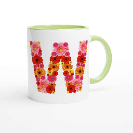 Letter W - Bloemen Mok | Meerdere kleuren!