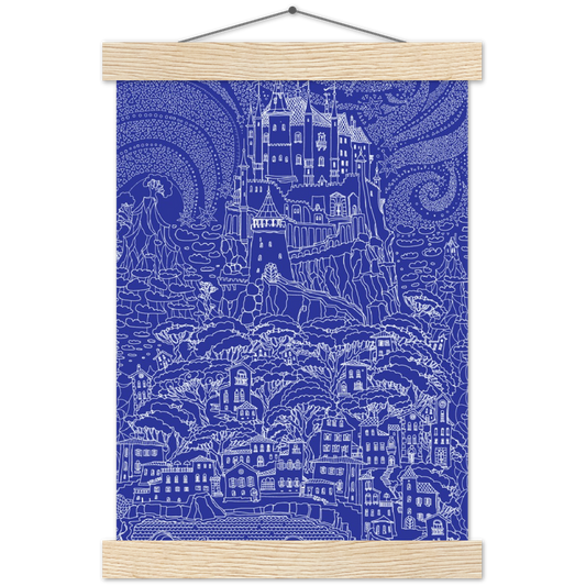 The Blue Castle | mat papier poster met houten hanger