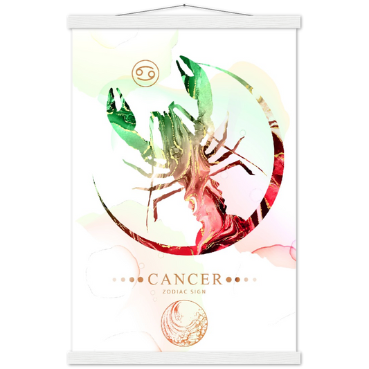 Sterrenbeeld poster CANCER - KREEFT | mat papier poster met houten hanger