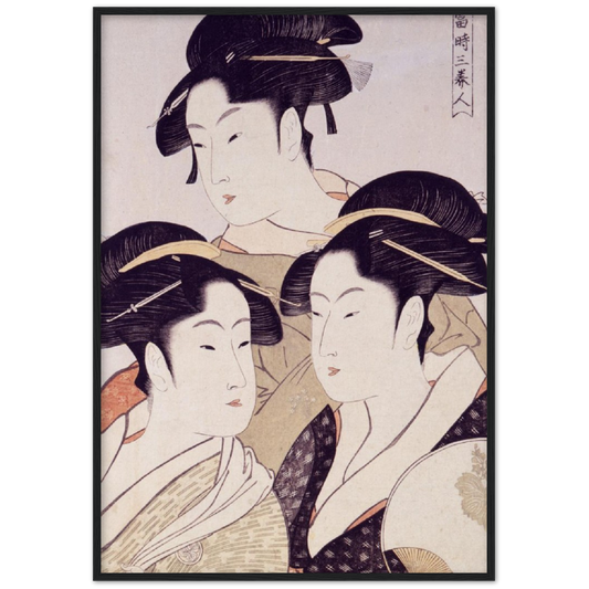 Drie bekende schonen - Kitagawa Utamaro | poster | mat papier | houten lijst
