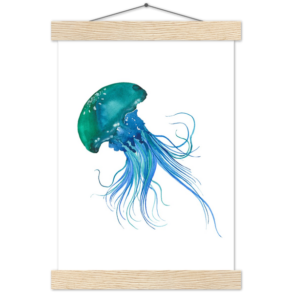 Jellyfish | mat papier poster met houten hanger