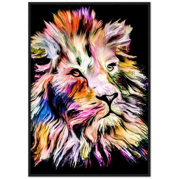 Rainbow lion | poster | mat papier | houten lijst