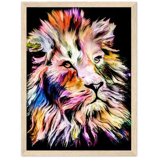 Rainbow lion | poster | mat papier | houten lijst