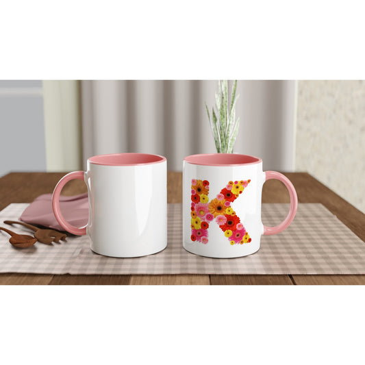 Letter K - Bloemen Mok | Meerdere kleuren!
