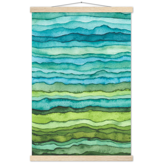 Layered landscape | mat papier poster met houten hanger
