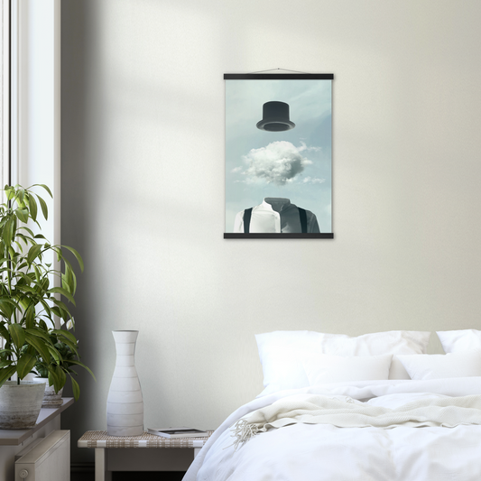 Met je hoofd in de wolken | mat papier poster met houten hanger
