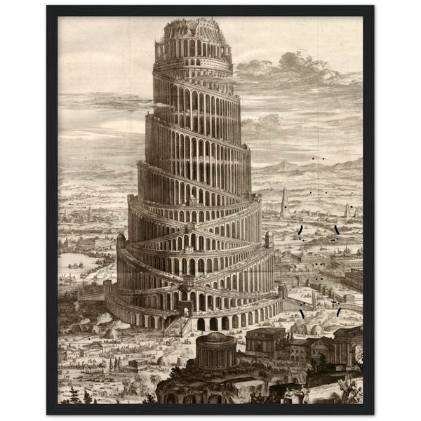 De Toren van Babel - Athanasius Kircher | poster | mat papier | houten lijst