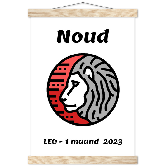 Sterrenbeeld Poster LEO - LEEUW | Gepersonaliseerd | mat papier poster met houten hanger