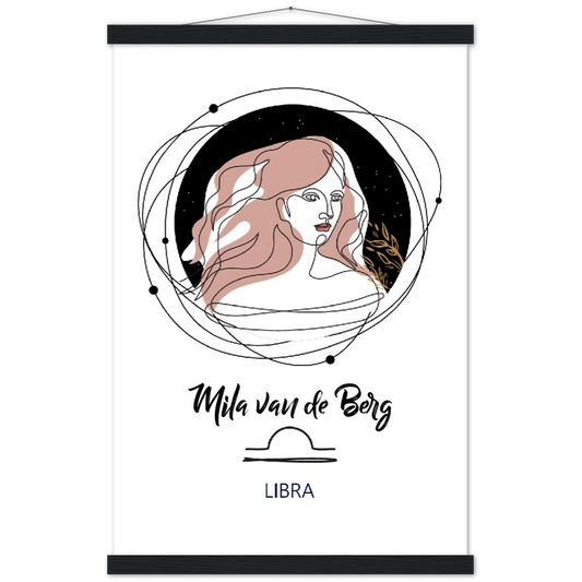 Sterrenbeeld Poster LIBRA - WEEGSCHAAL | Gepersonaliseerd | mat papier poster met houten hanger