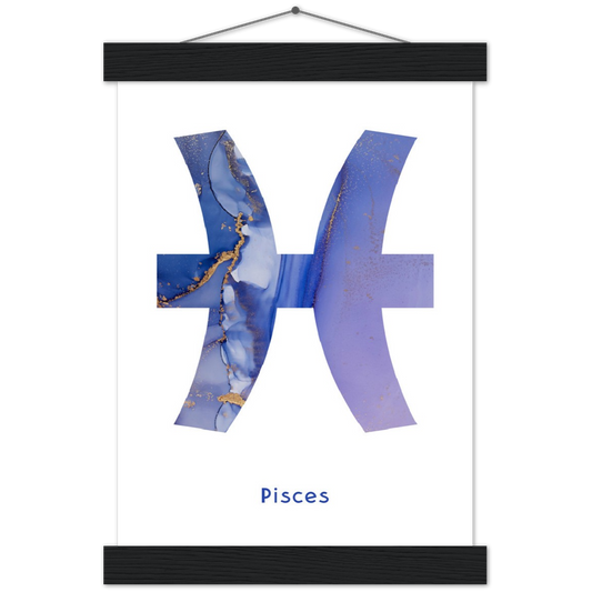 Sterrenbeeld poster PISCES - Vissen | mat papier poster met houten hanger