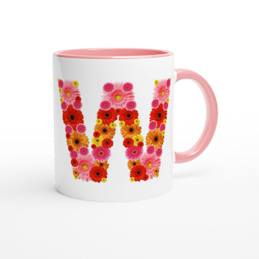 Letter W - Bloemen Mok | Meerdere kleuren!