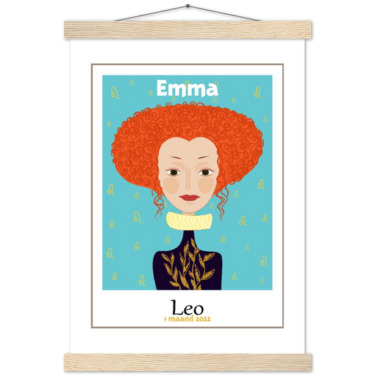 Sterrenbeeld Poster LION - LEEUW | Gepersonaliseerd | mat papier poster met houten hanger