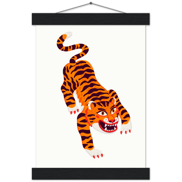 I am a tiger! | mat papier poster met houten hanger