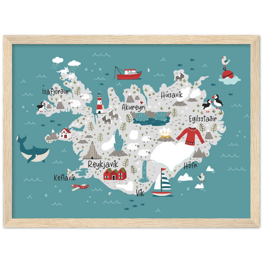 Iceland - Reykjavik | poster | mat papier | houten lijst