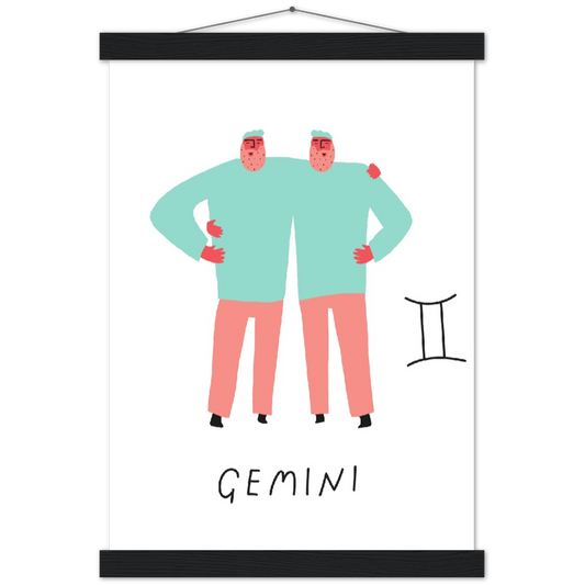 Sterrenbeeld poster GEMINI - Tweeling | mat papier poster met houten hanger