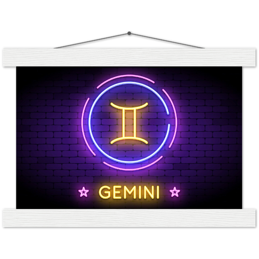 Sterrenbeeld poster GEMINI - TWEELING | mat papier poster met houten hanger