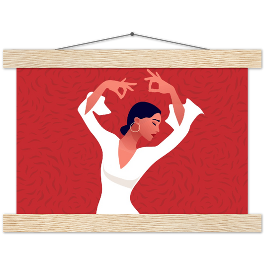 Spaanse danseres, Flamenco | mat papier poster met houten hanger