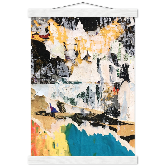 Torn paper Abstraction | mat papier poster met houten hanger