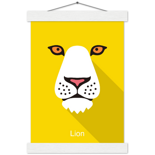 Lion | mat papier poster met houten hanger