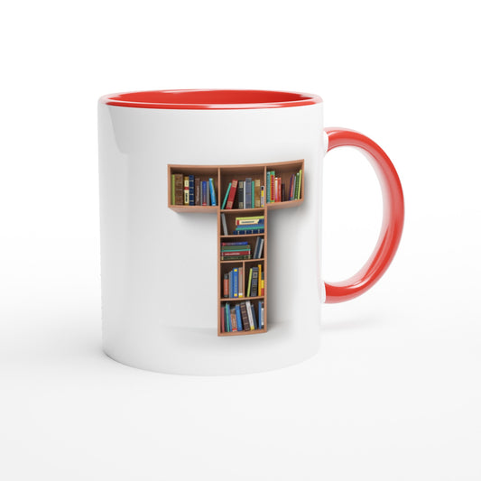 Letter T - Mok met boeken | Meerdere kleuren!