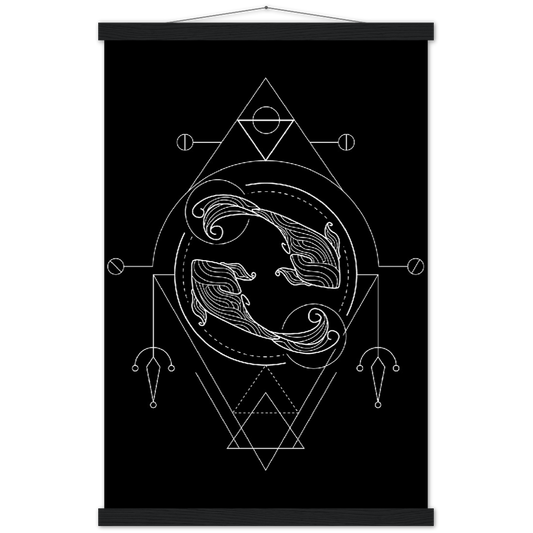 Sterrenbeeld poster PISCES - Vissen | mat papier poster met houten hanger