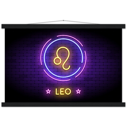Sterrenbeeld poster LEO - LEEUW | mat papier poster met houten hanger