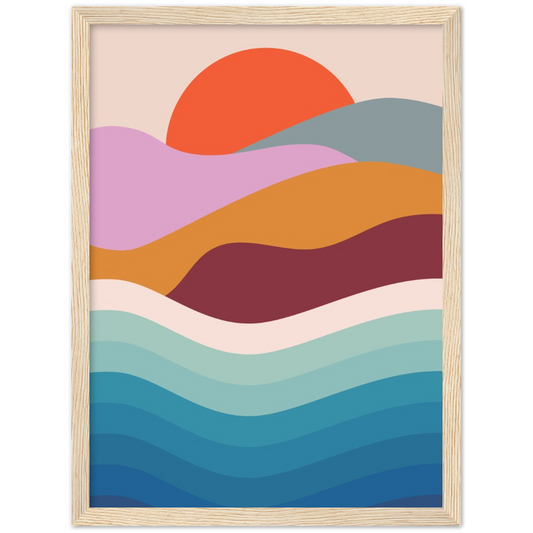 Sunset | poster | mat papier | houten lijst