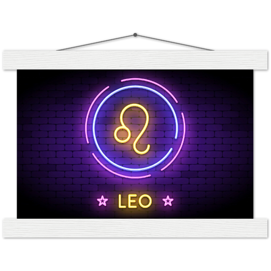 Sterrenbeeld poster LEO - LEEUW | mat papier poster met houten hanger