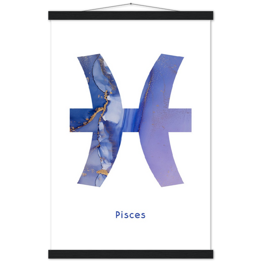 Sterrenbeeld poster PISCES - Vissen | mat papier poster met houten hanger