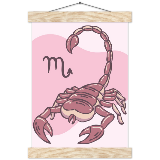 Sterrenbeeld poster SCORPIO - Schorpioen | mat papier poster met houten hanger