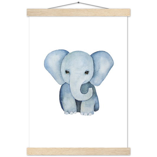 Olifantje | mat papier poster met houten hanger