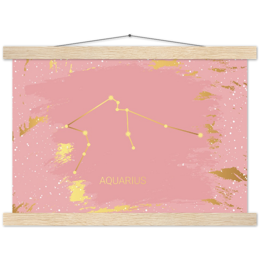 Sterrenbeeld Poster AQUARIUS - WATERMAN | mat papier poster met houten hanger