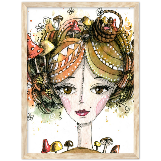 Mushroom girl | poster | mat papier | houten lijst