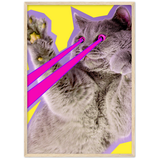The pink power cat | poster | mat papier | houten lijst
