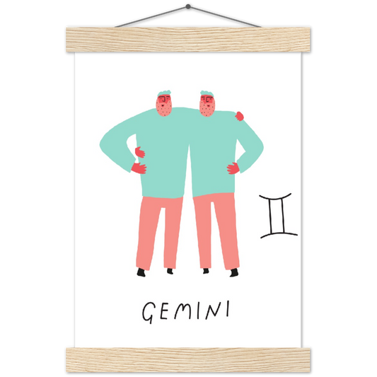 Sterrenbeeld poster GEMINI - Tweeling | mat papier poster met houten hanger