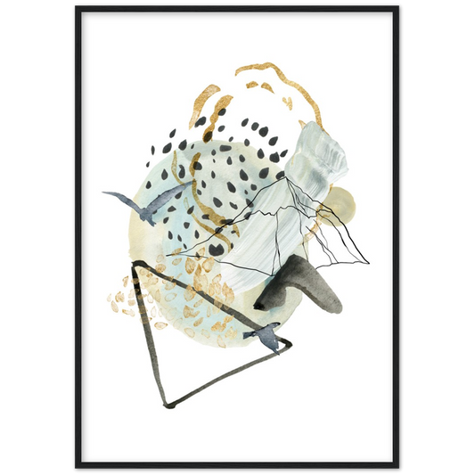 Little bird - abstract landscape | poster | mat papier | houten lijst