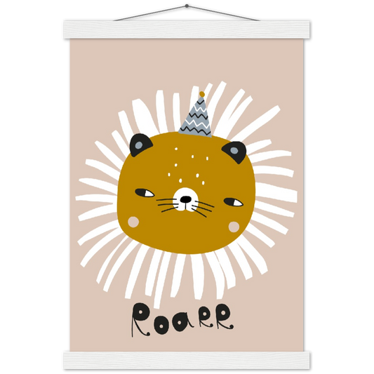 Roarrrrrr | mat papier poster met houten hanger