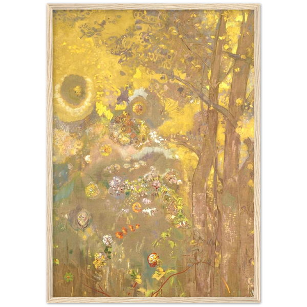 Bomen op gele achtergrond - Odilon Redon | poster | mat papier | houten lijst