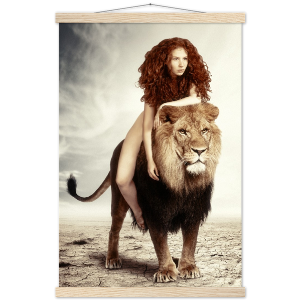 Like a lion | mat papier poster met houten hanger